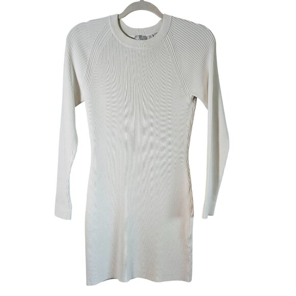 ALC Women Dress Ivory Size M Ribbed Bodycon Minimalist Chic Elegant Date Night - Picture 2 of 14